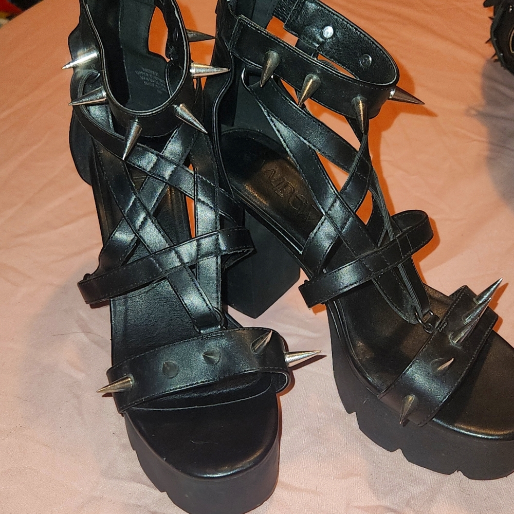 Widow Vegan Leather Studded Pentagram Shoes